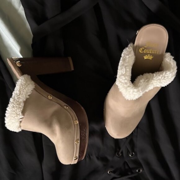 Juicy couture  size 6 1/2 heels six half 6.5 heel heels shoes tan booties  61/2 - Picture 1 of 4